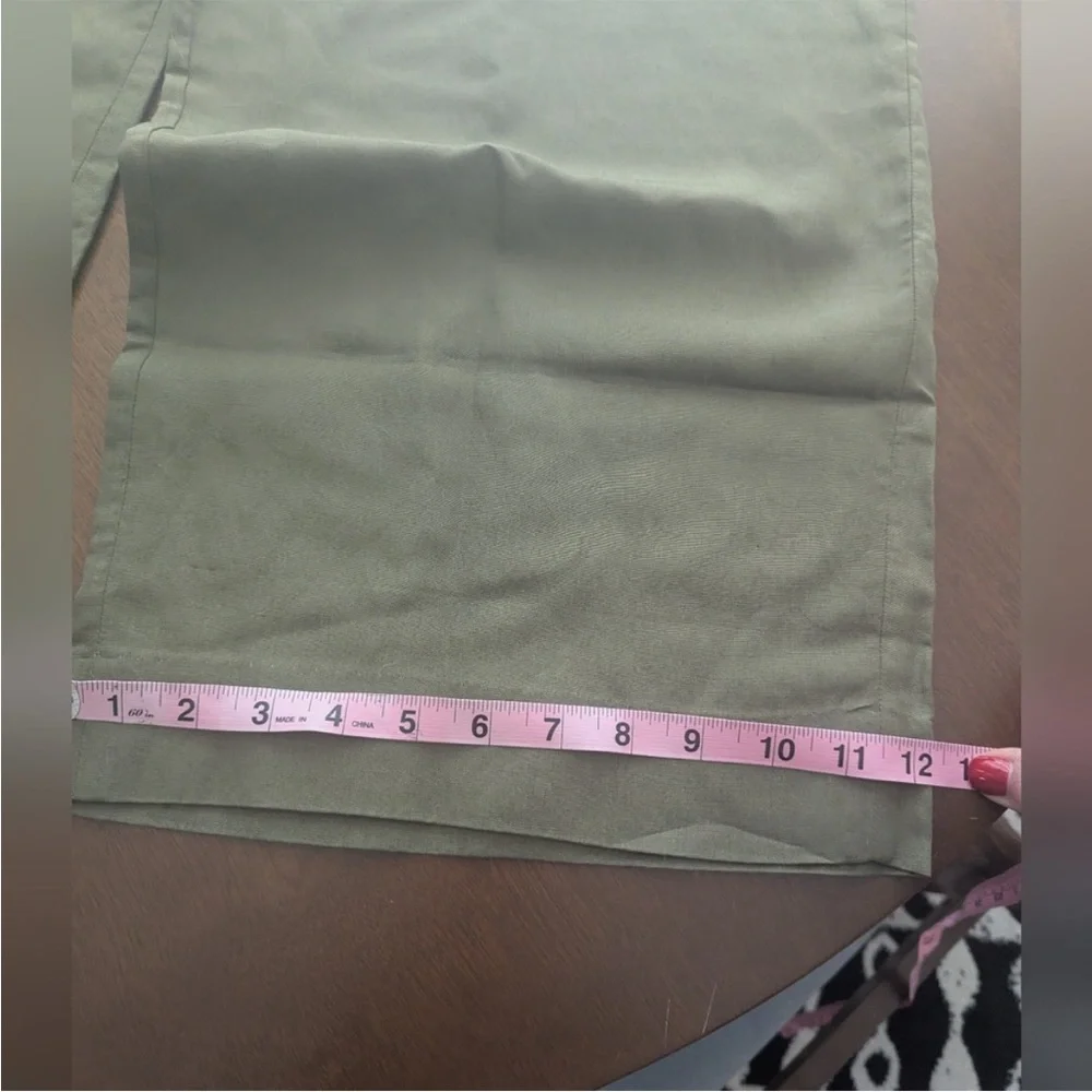 COS RELAXED LINEN-BLEND WIDE-LEG PANTS DARK KHAKI GREEN 2 Small